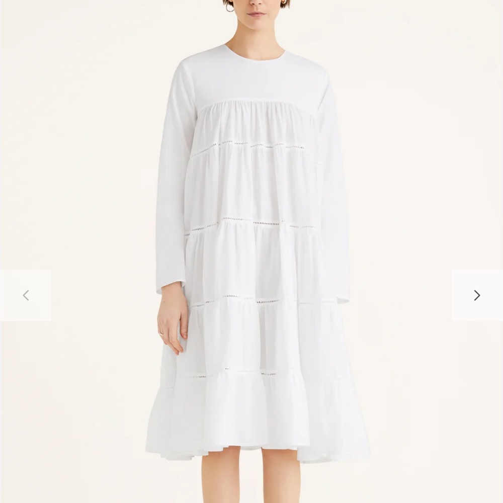 Merlette essaouira dress midi white full skirt tiered cotton